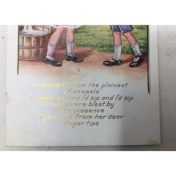 Vintage Antique Girl/Doll Give Boy a Drink Collectible Postcard - Picture 3 of 3